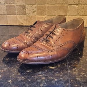 Men's Bally Delio Ornate Cognac Brown Oxford Dress Shoe Size 8.5